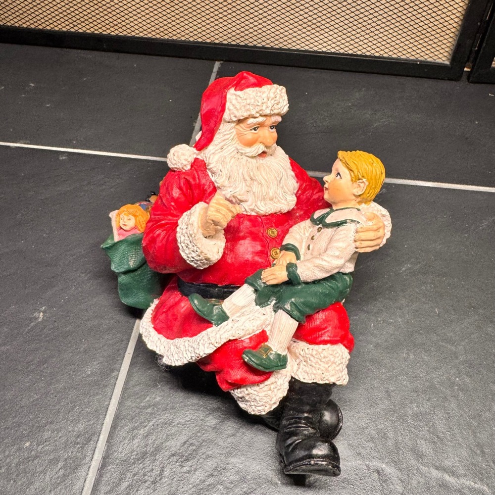 Vintage Possible Dreams Clothtique Santa Claus Holding Child Figurine Christmas